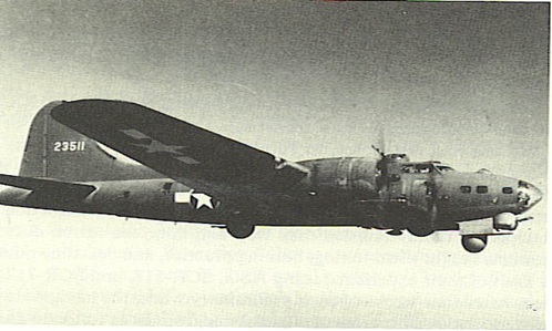B-17 bomber with hand built H2X radar under nose