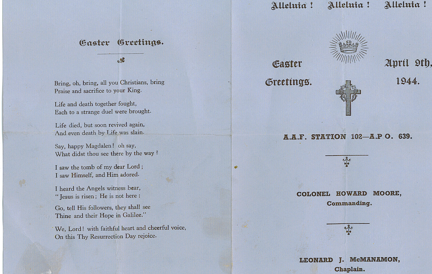 Easter Service Program April 1944