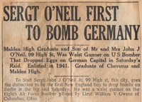Sergt O'Neil First To Bomb Germany