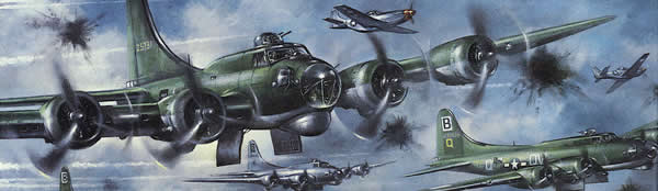 painting of bombers flying